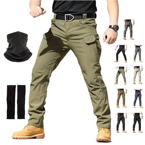 Vivazza Taktische Hose, Tactical Arbeitshose Hosen Herren Mehrere Taschen Ripstop Outdoorhose Wandern Camping Angeln Weite Lange (DE/NL/SE/PL, Alphanumerisch, L, Regular, Regular, Militärgrün, IX7) von Generisch