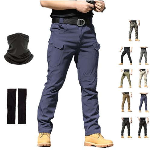 Vivazza Taktische Hose, Tactical Arbeitshose Hosen Herren Mehrere Taschen Ripstop Outdoorhose Wandern Camping Angeln Weite Lange (DE/NL/SE/PL, Alphanumerisch, M, Regular, Regular, Blau, IX9) von Generisch