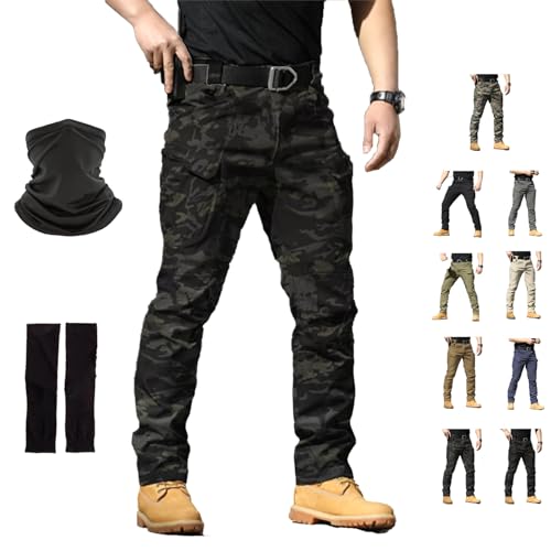 Vivazza Taktische Hose, Tactical Arbeitshose Hosen Herren Mehrere Taschen Ripstop Outdoorhose Wandern Camping Angeln Weite Lange (DE/NL/SE/PL, Alphanumerisch, M, Regular, Regular, Dunkle Nacht, IX9) von Generisch
