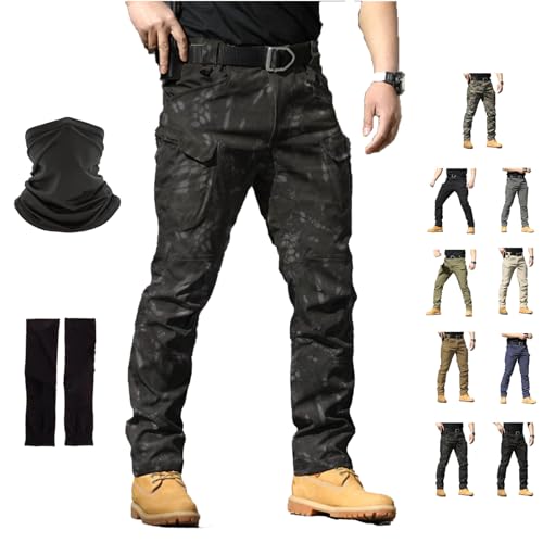 Vivazza Taktische Hose, Tactical Arbeitshose Hosen Herren Mehrere Taschen Ripstop Outdoorhose Wandern Camping Angeln Weite Lange (DE/NL/SE/PL, Alphanumerisch, XL, Regular, Regular, Python, IX7) von Generisch