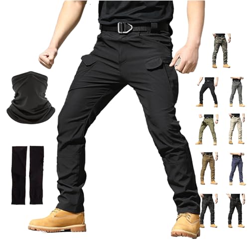 Vivazza Taktische Hose, Tactical Arbeitshose Hosen Herren Mehrere Taschen Ripstop Outdoorhose Wandern Camping Angeln Weite Lange (DE/NL/SE/PL, Alphanumerisch, XL, Regular, Regular, Schwarz, IX7) von Generisch