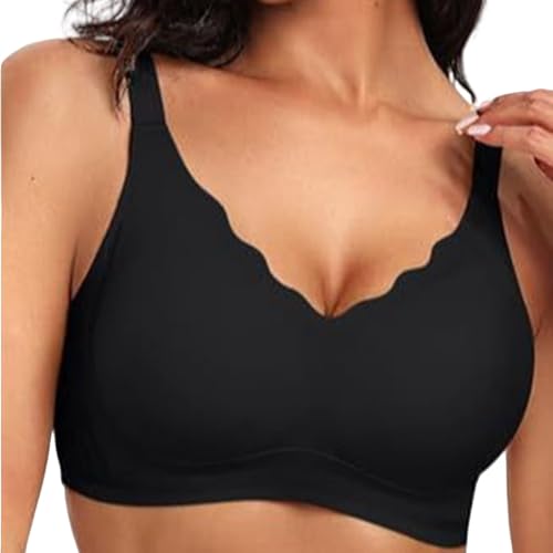Vollflächiger BH, Nahtloser BH, weiche, kabellose Nahtlose BHS für Damen, volle Abdeckung, Bralette mit bequemer Passform, Schwarz, L von Generisch