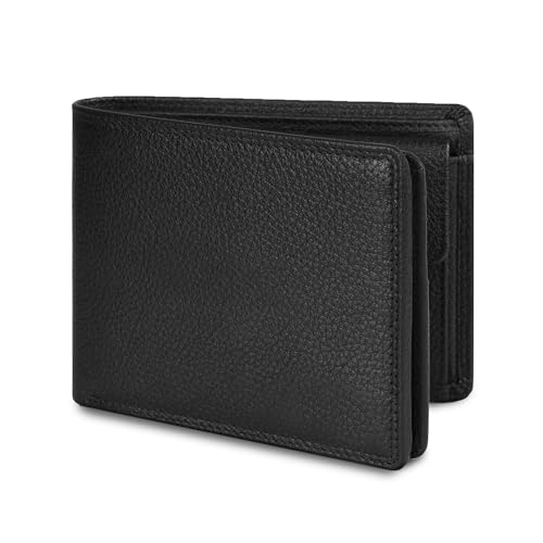 Voltore Herren Geldbörse aus Echtleder – Slim Wallet mit RFID Schutz, Münzfach & 9 Kartenfächern – Minimalistisches Portemonnaie Leder – Herrengeldbörse – Wallet für Männer (Schwarz) von Generisch