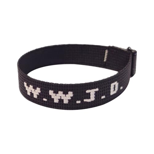 W.W.J.D. Monogramm-Druck, Handgelenkschlaufe, Armband, Gurtband, Unisex, verstellbares Armband, große, dünne Creolen-Ohrringe, Einheitsgröße, Nylon, Kein Edelstein von Generisch