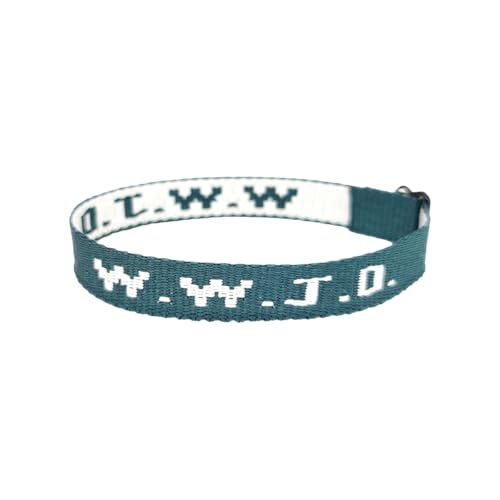 W.W.J.D. Monogramm-Druck, Handgelenkschlaufe, Armband, Gurtband, Unisex, verstellbares Armband, große, dünne Creolen-Ohrringe, Einheitsgröße, Nylon, Kein Edelstein von Generisch