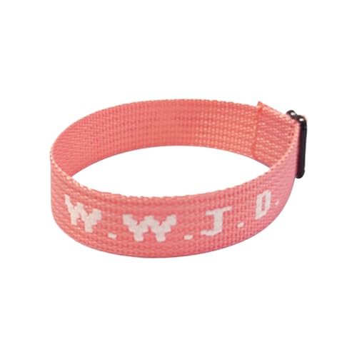 W.W.J.D. Monogramm-Druck, Handgelenkschlaufe, Armband, Gurtband, Unisex, verstellbares Armband, große, dünne Creolen-Ohrringe, Einheitsgröße, Nylon, Kein Edelstein von Generisch
