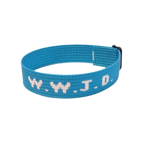 W.W.J.D. Monogramm-Druck, Handgelenkschlaufe, Armband, Gurtband, Unisex, verstellbares Armband, große, dünne Creolen-Ohrringe, Einheitsgröße, Nylon, Kein Edelstein von Generisch