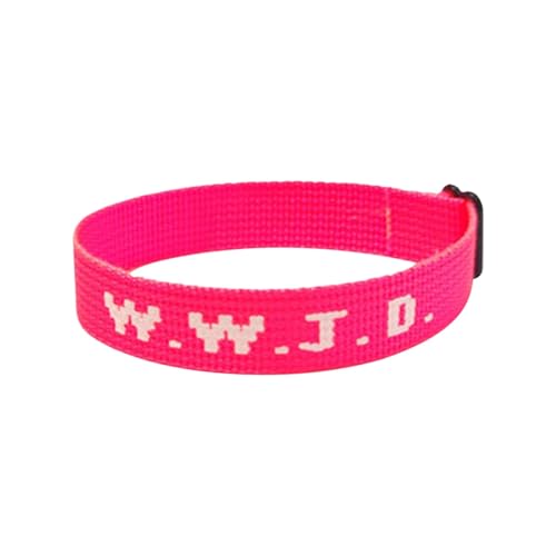 W.W.J.D. Monogramm-Druck, Handgelenkschlaufe, Armband, Gurtband, Unisex, verstellbares Armband, große, dünne Creolen-Ohrringe, Einheitsgröße, Nylon, Kein Edelstein von Generisch