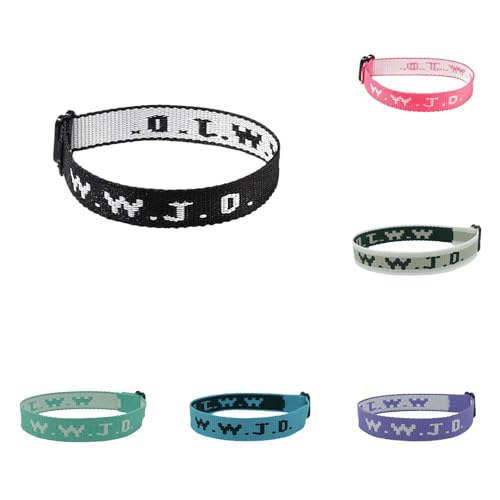 W.W.J.D. Monogramm-Druck Handgelenkschlaufe Armband Gurtband Uni Armband Verstellbares Armband Analog Digital Uhr Herren, 黑色--提花+粉色--提花+白+灰--提花+绿色--提花+天蓝--提花+紫色--提花, Nylon, Ohne Edelstein W.W.J.D. Monogramm-Druck Handgelenkschlaufe Armband Gurtband Uni Armband Verstellbares Armband Analog Digital Uhr Herren, 黑色--提花+粉色--提花+白+灰--提花+绿色--提花+天蓝--提花+紫色--提花, Nylon, Ohne Edelstein von Generisch
