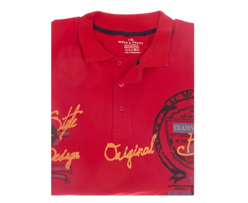 WB Poloshirt Kragen Knopfleiste T-Shirt ++Plus Size++ Übegröße 7XL 8XL 9XL 10XL (DE/NL/SE/PL, Alphanumerisch, 9XL, Große Größen, Extra Tall, Rot) von Generisch