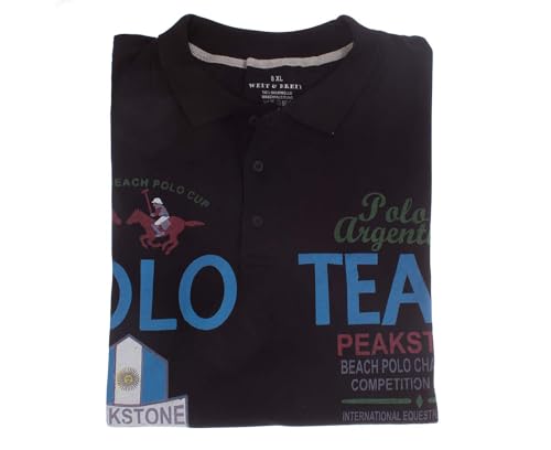 WB Poloshirt Kragen Knopfleiste T-Shirt ++Plus Size++ Übegröße 7XL 8XL 9XL 10XL (DE/NL/SE/PL, Alphanumerisch, 9XL, Große Größen, Extra Tall, Schwarz) von Generisch