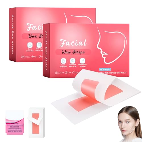 Wachsstreifen Haarentfernung, 2025 Neu Facial Wax Strips for Hair Removal Gesichts Haarentfernung Kaltwachs, Kaltwachsstreifen Wax Strips Set für Lippen Augenbrauen Frauen Gesicht (2) von Generisch