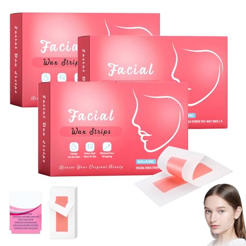 Wachsstreifen Haarentfernung, 2025 Neu Facial Wax Strips for Hair Removal Gesichts Haarentfernung Kaltwachs, Kaltwachsstreifen Wax Strips Set für Lippen Augenbrauen Frauen Gesicht (3) von Generisch