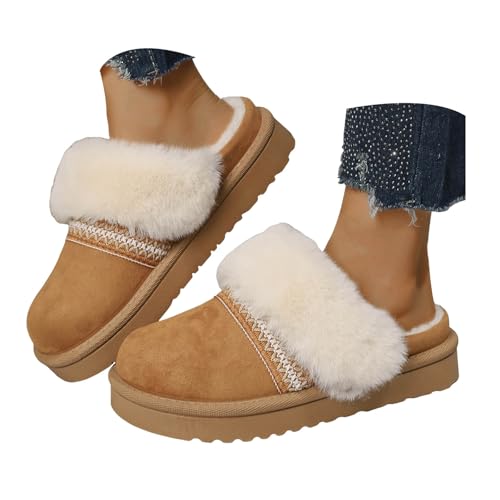 Wärmende Hausschuhe Damen, Kuschelige Pantoffeln mit Flauschigem Kunstfell, Winterhausschuhe für Indoor, Gemütliche Hausschuhe für Frauen mit Weichem Fußbett, Schlafzimmer und Küche Wärmende Hausschuhe Damen, Kuschelige Pantoffeln mit Flauschigem Kunstfell, Winterhausschuhe für Indoor, Gemütliche Hausschuhe für Frauen mit Weichem Fußbett, Schlafzimmer und Küche von Generisch