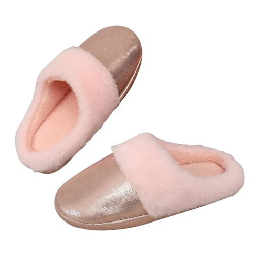 Wärmende Hausschuhe Damen, Kuschelige Pantoffeln mit Flauschigem Kunstfell, Winterhausschuhe für Indoor, Gemütliche Hausschuhe für Frauen mit Weichem Fußbett, Schlafzimmer und Küche von Generisch