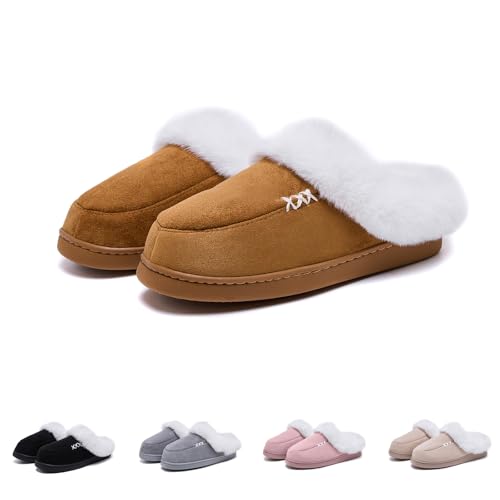 Wärmende Hausschuhe Damen, Kuschelige Pantoffeln mit Flauschigem Kunstfell, Winterhausschuhe für Indoor, Gemütliche Hausschuhe für Frauen mit Weichem Fußbett, Schlafzimmer und Küche von Generisch