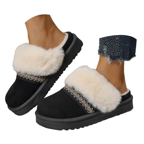 Wärmende Hausschuhe Damen, Kuschelige Pantoffeln mit Flauschigem Kunstfell, Winterhausschuhe für Indoor, Gemütliche Hausschuhe für Frauen mit Weichem Fußbett, Schlafzimmer und Küche von Generisch