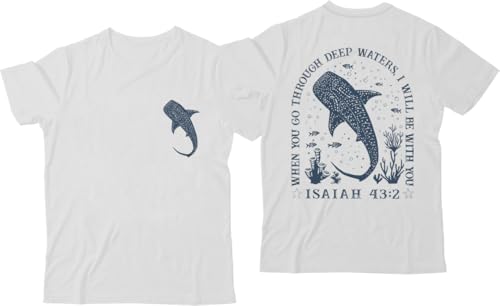 Walhai-Hemd, Strand-T-Shirt, christlicher Ozean, V-Ausschnitt, Weiß-1, M von Generisch
