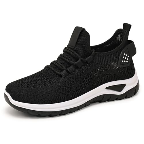 Walkingschuhe Damen Knit Rib Sportschuhe Atmungsaktives Mesh Sneakers Slip On StraßEnlaufschuhe Weichen Sohlen Trekkingschuhe Outdoor Fitness Turnschuhe Leichtgewichts Laufschuhe von Generisch