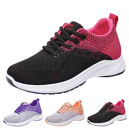 Walkingschuhe Damen Mit Dämpfung Plateau Sneaker Damen Atmungsaktiv Leicht Mesh Turnschuhe Sportschuhe rutschfest Sneakers Weite Laufschuhe Chunky Joggingschuhe Elegant Fitnessschuhe Colorblock von Generisch