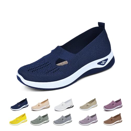 Walkingschuhe Damen Sneaker Sommer Schuhe Leicht Mokassins Weite H Vermascht Orthopädische Elegant Sportschuhe Atmungsaktive Lässige Komfort Sommerschuhe Turnschuhe Loafer Laufschuhe Bequeme Outdoor von Generisch