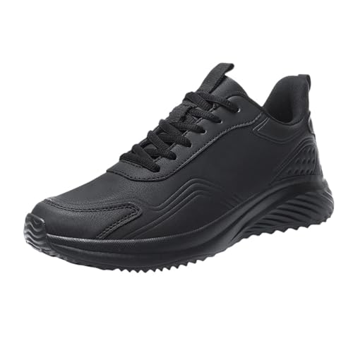 Walkingschuhe Herren Leicht Sportschuhe Herren Leder Turnschuhe Einfarbig Sneaker Flache Sohle Laufschuhe rutschfest Fitnessschuhe Bequem Freizeitschuhe Sportlich Halbschuhe Casual Trainers von Generisch