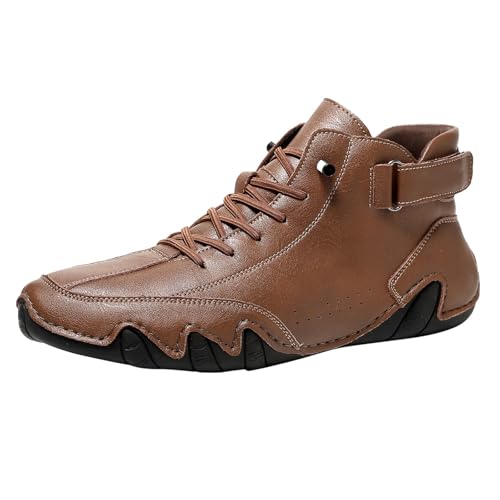 Wanderhalbschuhe Herren Leder Freizeitschuhe Herren Wasserdichte Orthopädische Große Größe Barfußschuhe Leichtgewichts Trekkingschuhe Bequeme Arbeitsschuhe Flache Walkingschuhe Outdoorschuhe von Generisch