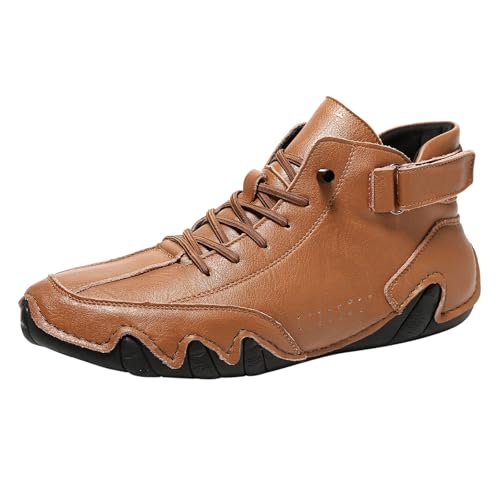 Wanderhalbschuhe Herren Leder Freizeitschuhe Herren Wasserdichte Orthopädische Große Größe Barfußschuhe Leichtgewichts Trekkingschuhe Bequeme Arbeitsschuhe Flache Walkingschuhe Outdoorschuhe von Generisch