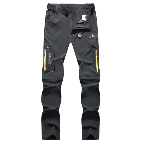 Wanderhose Herren Zip Off - Funktionshose Herren mit Gürtel Atmungsaktiv Wasserdicht Trekkinghose Entfernbar Hose Regular Fit Arbeit Herrenhose Freizeithose Leichte Sommerhose Stretch Arbeitshosen von Generisch