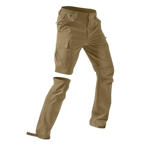 Wanderhose Herren Zip Off Trekkinghose Atmungsaktiv Sommer Leicht Arbeit Hosen Schnell Trockend Cargohose Wasserdicht Stretch Softshellhose Funktionshose mit Taschen Jagdhose Angelhose Kletterhose von Generisch