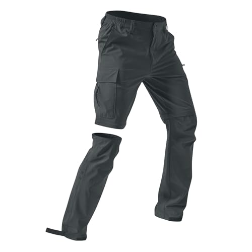 Wanderhose Herren Zip Off Trekkinghose Atmungsaktiv Sommer Leicht Arbeit Hosen Schnell Trockend Cargohose Wasserdicht Stretch Softshellhose Funktionshose mit Taschen Jagdhose Angelhose Kletterhose von Generisch