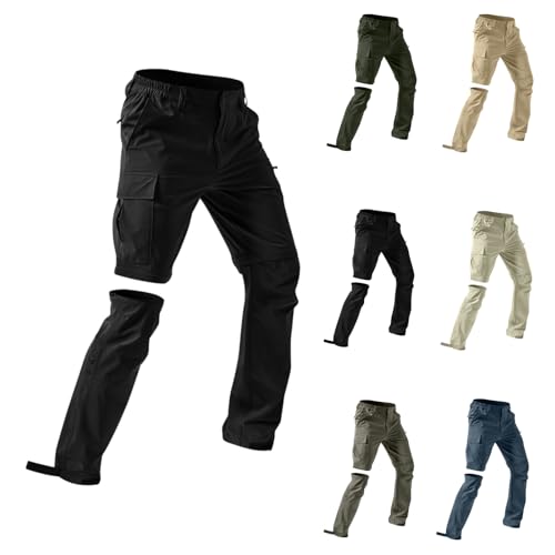 Wanderhose Herren Zip off Arbeitshosen Lang Cargohose Atmungsaktiv Wasserdicht Softshellhose Entfernbar Schnell Trockend Outdoor Funktionshose Mit Multi Taschen Jogginghose Für Wandern,Fahrrad,Arbeits von Generisch