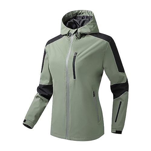 Wanderjacke Damen Einfarbige Winddichte Frühlings- Herbstpaare mit weicher Sturmjacke Windjacke Wintermäntel (Green, XL) von Generisch