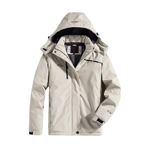 Wanderjacke Damen Winter Wasserdicht Atmungsaktiv | Softshelljacke Für Damen Lang Gefüttert | Sportjacken Für Damen Mit Kapuze Freizeitjacke Reißverschluss Sweatjacke Große Größen Winterjacke von Generisch