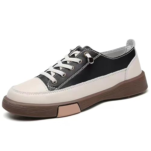 Wanderschuhe Damen Flache Sohle Sportschuhe Patchwork Freizeitschuhe mit rutschfest Gummisohle Atmungsaktive Lässig Skateboard Sneaker Leichtgewichts Dämpfung Schnürhalbschuhe von Generisch