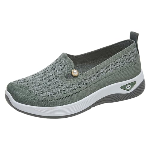 Wanderschuhe Damen Gestreiftes Mesh-Gewebe Bequeme Orthopädische Freizeitschuhe (Green, 37) Turnschuhe 41 Barfußschuhe Herbst Herren Winter Weiß Orthopedische Schuhe Barfuss Herrn 43 Blau Weiche von Generisch