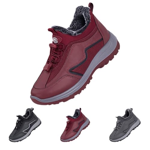 Wanderschuhe Damen Winter Fleece Gefüttert Stiefel Bequem Orthopädische Sportschuhe Freizeit Wasserdicht rutschfest Gummistiefel Mode Plateau Breite Füße Arch Support Stiefeletten von Generisch