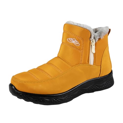 Wanderschuhe Damen Winter Gefüttert rutschfest Stiefeletten Bequem Breite Füße Orthopädische Reitstiefel Elegant Plateau Slip On Reitstiefel Gummistiefel Damen Plateau von Generisch