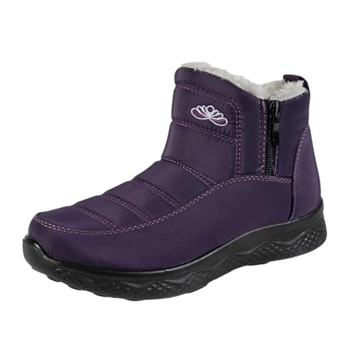 Wanderschuhe Damen Winter Gefüttert rutschfest Stiefeletten Bequem Breite Füße Orthopädische Reitstiefel Elegant Plateau Slip On Reitstiefel Gummistiefel Damen Plateau von Generisch