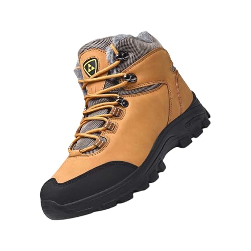 Wanderschuhe Herren Atmungsaktiv Schneestiefel Wasserdicht Trekkingschuhe Rutschfeste Sohlen Wanderstiefel mit Fleece Gefüttert Winterboots Outdoor Schnürstiefeletten für Hiking Trailrunning von Generisch