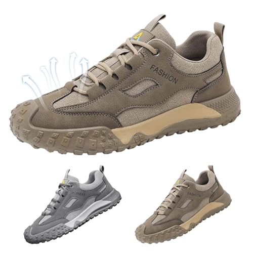 Wanderschuhe Herren Atmungsaktiv Trekkingschuhe Herren Low Outdoorschuhe rutschfest Walkingschuhe Flache Sohle Sportschuhe Bequem Fitnessschuhe Einfarbig Schnürschuhe Casual Komfortschuhe von Generisch