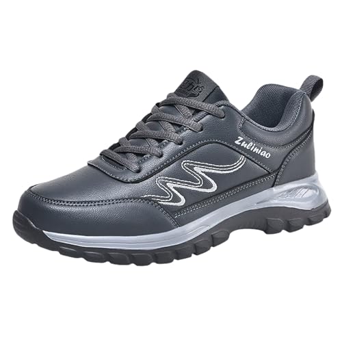 Wanderschuhe Herren Chunky Laufschuhe Mode Herbst Männer Sportschuhe mit Obermaterial aus Leder rutschfeste Schnürung Outdoorschuhe Weich Sohle Basketballschuhe Einfache Halbschuhe von Generisch