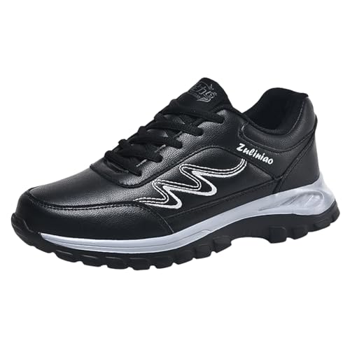 Wanderschuhe Herren Chunky Laufschuhe Mode Herbst Männer Sportschuhe mit Obermaterial aus Leder rutschfeste Schnürung Outdoorschuhe Weich Sohle Basketballschuhe Einfache Halbschuhe von Generisch