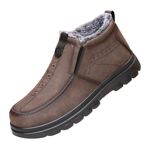 Wanderschuhe Herren Flach Schneestiefel mit Warm Gefüttert Winterschuhe Wasserdichte Rutschfeste Sohlen Stiefeletten Schlupfstiefel Verdickt Thermoschuhe Outdoor Winterboots Große Größe von Generisch