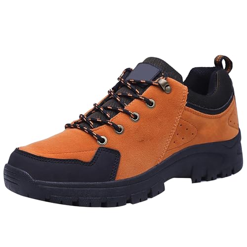 Wanderschuhe Herren Leder Zwiegenäht - Trekkingschuhe Herren Wasserdicht Atmungsaktiv Leicht Arbeitsschuhe rutschfest Bergschuhe Abriebfest Kletterschuhe Bequem Stretch Tennisschuhe von Generisch