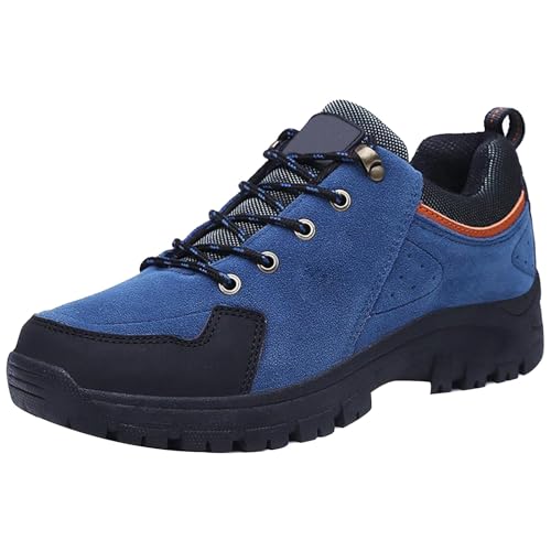 Wanderschuhe Herren Leder Zwiegenäht - Trekkingschuhe Herren Wasserdicht Atmungsaktiv Leicht Arbeitsschuhe rutschfest Bergschuhe Abriebfest Kletterschuhe Bequem Stretch Tennisschuhe von Generisch
