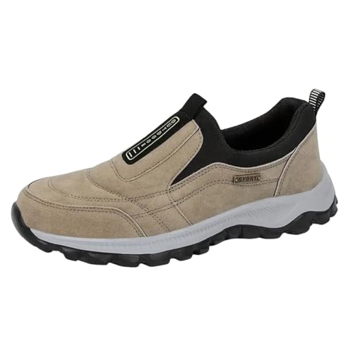 Wanderschuhe Herren Leicht, Freizeitschuhe Herren Sneaker Einfarbig Walkingschuhe Plateau Wanderhalbschuhe Slip On Straßenlaufschuhe Weichen Sohle Straßenlaufschuhe Verschleißfest Traillaufschuhe von Generisch