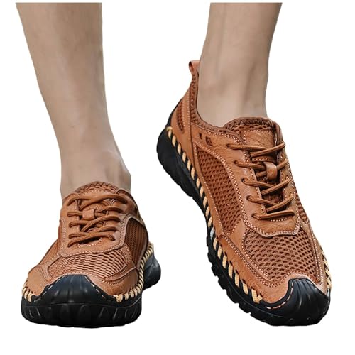 Wanderschuhe Herren Sommer Mesh Sneaker Handgefertigte Leder Sportschuhe Atmungsaktive rutschfeste Trekkingschuhe Wasserdicht Strandschuhe Leichte Outdoorschuhe Schlupfschuhe StraßEnlaufschuhe Wanderschuhe Herren Sommer Mesh Sneaker Handgefertigte Leder Sportschuhe Atmungsaktive rutschfeste Trekkingschuhe Wasserdicht Strandschuhe Leichte Outdoorschuhe Schlupfschuhe StraßEnlaufschuhe von Generisch