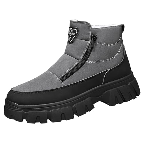 Wanderschuhe Herren Wasserdicht Hoch, Herren Winterstiefel Mit Reißverschluss Arbeitsstiefel rutschfeste Schneestiefel Gefüttert Thermo Wanderschuhe Vegan Schneeschuhe Vintage Schneeboots Schuhe von Generisch