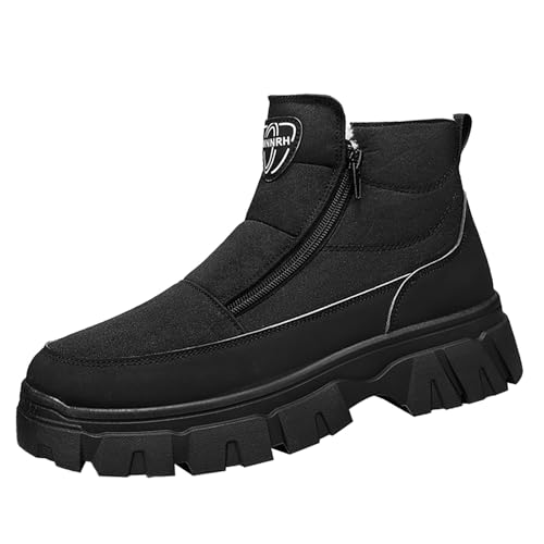 Wanderschuhe Herren Wasserdicht Hoch, Herren Winterstiefel Mit Reißverschluss Arbeitsstiefel rutschfeste Schneestiefel Gefüttert Thermo Wanderschuhe Vegan Schneeschuhe Vintage Schneeboots Schuhe von Generisch